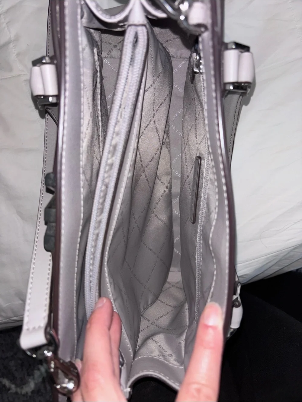Michael Kors Gray and White Crossbody Satchel